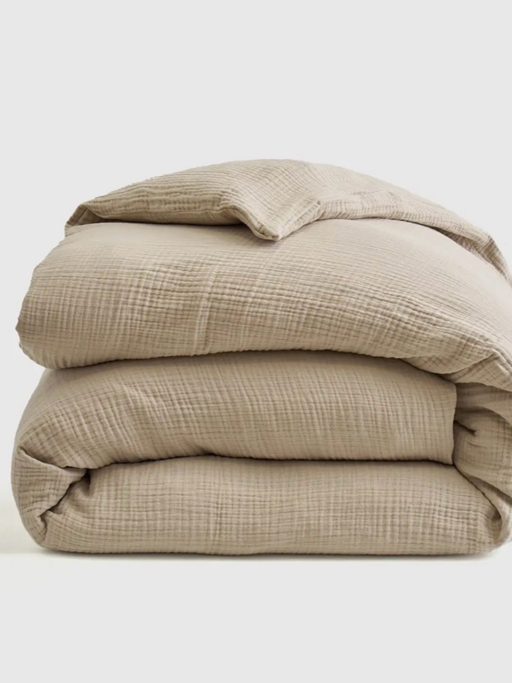Quince Organic Airy Cotton Gauze Dune Color Queen Duvet Cover